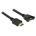 Delock Câble HDMI - HDMI, 0.5m 4K, 30 Hz, pour montage, à visser