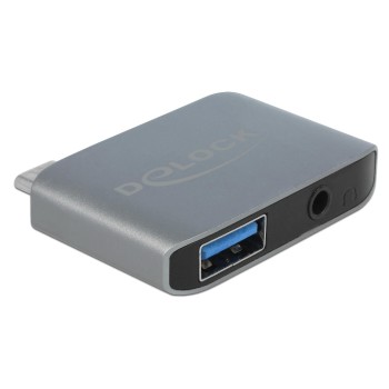 Delock USB-C Soundadapter, 3.5mm, USB-A 3.0, 44.1Khz, Stereo, Integrierte 1 Port USB-Hub Delock USB-C Soundadapter, 3.5mm, USB-A 3.0, 44.1Khz, Stereo, Integrierte 1 Port USB-Hub