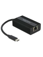 Delock USB3.1 Typ-C zu LAN Adapter, 0,1/1/2.5Gbps, schwarz, Kompakt