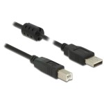 Delock USB2.0-cable A-B: 1.0m, bis 480Mbps, black , doppelt geschirmt