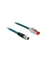 Delock patch cable:M12 8Pin X-kodiert - RJ45, M12 - RJ45 Industriecable, blue, 2m