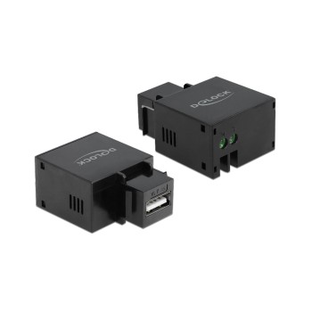 Delock Keystone Jack: USB Typ-A, schwarz, 1x USB Typ-A Buchse, 1x 2Pin Terminalblock