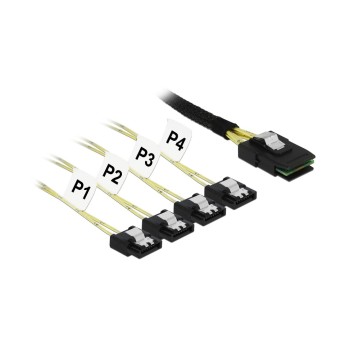 Delock HD-Mini-SAS cable 0.5m, SFF-8087 for 4x SATA 7Pin Delock HD-Mini-SAS cable 0.5m, SFF-8087 for 4x SATA 7Pin