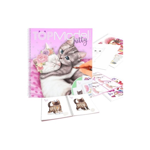 Depesche Malbuch Create your Kitty TopModel, 92 Seiten und 3 Blätter Sticker, Spiralbind