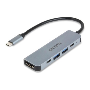 DICOTA USB-C 5-in-1 Video Hub 4K PD 100W, silver DICOTA USB-C 5-in-1 Video Hub 4K PD 100W, silver