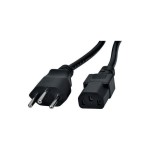Netzkabel 250V/10A: 0.75 Meter Schwarz, T12 Netzstecker und C13 Buchse