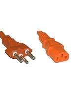 Netzcâble 250V/10A: 0.5 Meter Orange, T12 Netzstecker et C13 Buchse