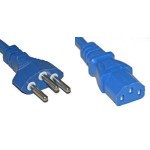 Netzcâble 250V/10A: 0.5 Meter bleu, T12 Netzstecker et C13 Buchse