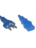 Netzkabel 250V/10A: 0.5 Meter Blau, T12 Netzstecker und C13 Buchse