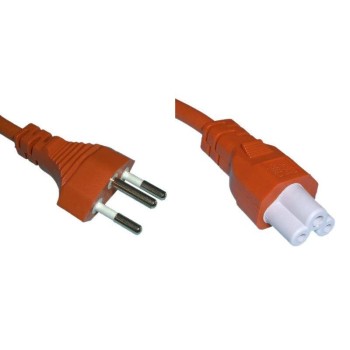 Netzcâble 250V / 2.5A, 2m, 3 polig, Stecker Typ12, C5, orange Netzcâble 250V / 2.5A, 2m, 3 polig, Stecker Typ12, C5, orange