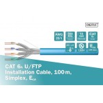DIGITUS CAT 6A U/FTP installation cable, 100 m, simplex, Eca, bleu