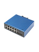 DIGITUS Commutateur PoE Gigabit Ethernet industriel à 8+2 ports L2 administrables