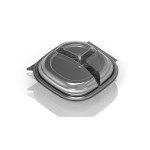 Duni Vista Menuschale gross, 3-Teilung, 650/216/216ml, 25 Stk. Grau mit Deckel