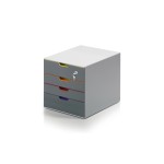 Durable Schubladenbox Varicolor Safe 6, 4 farbige Schubladen, Schloss,292x280x356mm