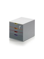 Durable Schubladenbox Varicolor Safe 6, 4 farbige Schubladen, Schloss,292x280x356mm