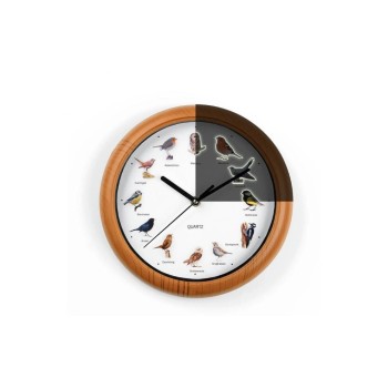 EASYmaxx Horloge murale avec des chants d'oiseaux 25 cm, Brun