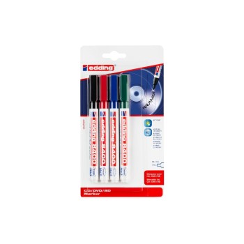 Edding CD/DVD/BD Marker 8400 4er Etui, Farben: schwarz, rot, grün, blau Edding CD/DVD/BD Marker 8400 4er Etui, Farben: schwarz, rot, grün, blau