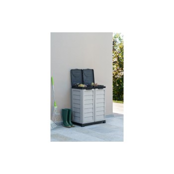 Edi Baur Abfallbehälter-Box, Kunststoff beige,76x46x89 cm,2 Fächer,100l