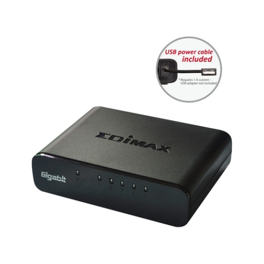 Edimax ES-5500G V3: 5 Port Switch, 1Gbps, Stromversorgung optional über USB