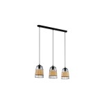 EGLO Leuchten Lampe suspendue ANWICK 3x E27, Noir/Nature