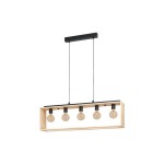 EGLO Leuchten Lampe suspendue FAMBOROUGH 5x E27, Noir/Nature