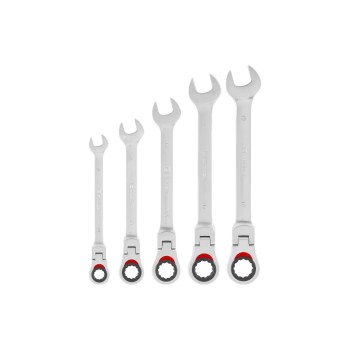 Einhell Jeu de clés à fourche, à anneau et à cliquet flexible, 5 pièces, 10-19 mm