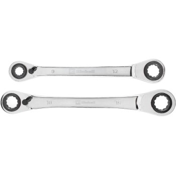 Einhell Clé à anneau à double cliquet 4 en 1, 2 pièces, 8-19 mm