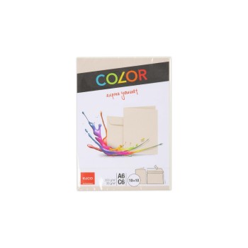 ELCO Carte double avec enveloppe Color A6/C6 Chamois, 20 pièces