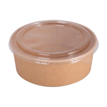 ELCO Salatschale with Deckel, 1200ml,50Stück, rund, aus Karton, Braun