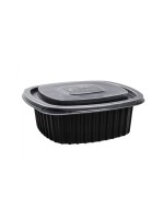 ELCO Menuschale, 375ml, 50 Stück, mit Deckel, Schwarz, PP
