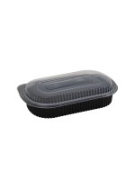 ELCO Menuschale, 900ml, 50 Stück, mit Deckel, Schwarz, PP