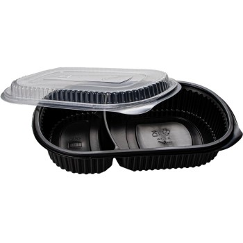 ELCO Menuschale 2-teilig, 50 Stück, with Deckel, black , PP