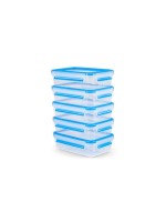 Emsa Frischhaltedosen Clip & Close 5er Set, blue, 5 x 0,8L, 100% dicht