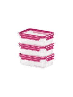 Emsa Boite alimentaire pour conserver, set de 3 pièces, framboise, 0.55 litre