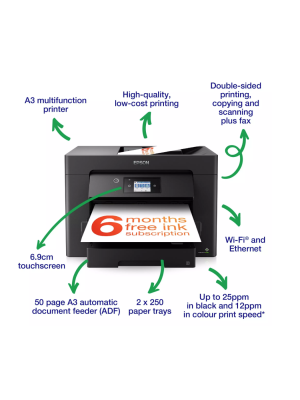 Epson multifonction WorkForce WF-7830DTWF A4 et A3+, Recto/verso, LAN, Wifi ,USB2.0