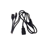 Verlängerungs-Netzkabel 230V: 1.6 Meter, Kaltgerätestecker, schwarz, Y-Kabel