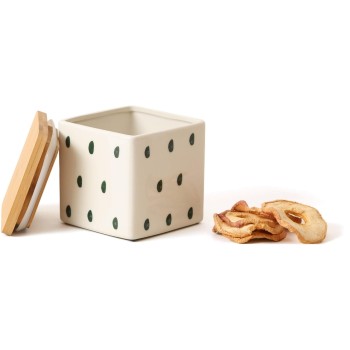 Esmée Kannister with Deckel, Punkte, Stein, Bambus with Silikonsiegel, 10 x 10cm Esmée Kannister with Deckel, Punkte, Stein, Bambus with Silikonsiegel, 10 x 10cm