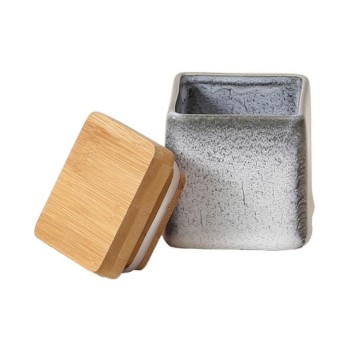 Esmée Kanister with Deckel klein, blue/grey, Stein, Bambus with Silikonsiegel, 6 x 6 cm Esmée Kanister with Deckel klein, blue/grey, Stein, Bambus with Silikonsiegel, 6 x 6 cm