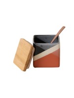 Esmée Kanister mit Deckel, rost/schwarz, Stein, Bambus mit Silikonsiegel, 10 x 10 cm