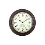 Esschert Design Horloge murale avec des cris d'oiseaux Ø 30.1 cm, brun/blanc