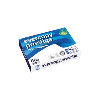 Evercopy Papier Prestige 100% Recycling, A4, 80 g/m², 2500 Blatt, CIE 160 Evercopy Papier Prestige 100% Recycling, A4, 80 g/m², 2500 Blatt, CIE 160
