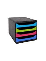 Exacompta Schubladenbox BIG-BOX A4+, schwarz/farbig, 4 Schubladen