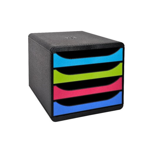 Exacompta Boîte à tiroirs BIG-BOX A4+ 4 tiroirs, Multicolore