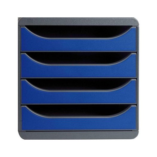 Exacompta Boîte à tiroirs Big Box 4 tiroirs, noir / bleu royal