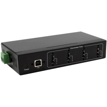 Exsys 4Port USB 2.0 Metall HUB, Tisch, Wand, and DIN-Rail Montage, 15KV ESD Schutz
