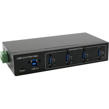Exsys 4-Ports USB 3.2 Gen 1 HUB for Tisch, Wand and DIN-Rail, 15KV ESD Schutz