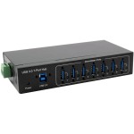 Exsys 7-Ports USB 3.2 Gen 1 HUB für Tisch, Wand und DIN-Rail, 15KV ESD Schutz