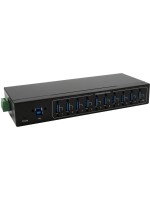 Exsys 10-Ports USB 3.2 Gen 1l HUB for Tisch, Wand and DIN-Rail, 15KV ESD Schutz