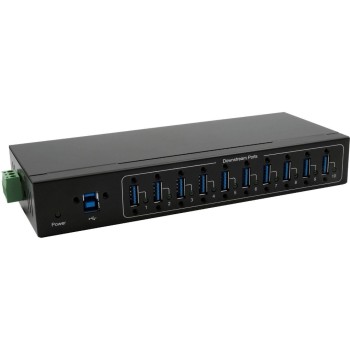Exsys 10-Ports USB 3.2 Gen 1l HUB for Tisch, Wand and DIN-Rail, 15KV ESD Schutz