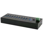 Exsys 10-Ports USB 3.2 Gen 1 HUB für Tisch, Wand und DIN-Rail, 15KV ESD Schutz